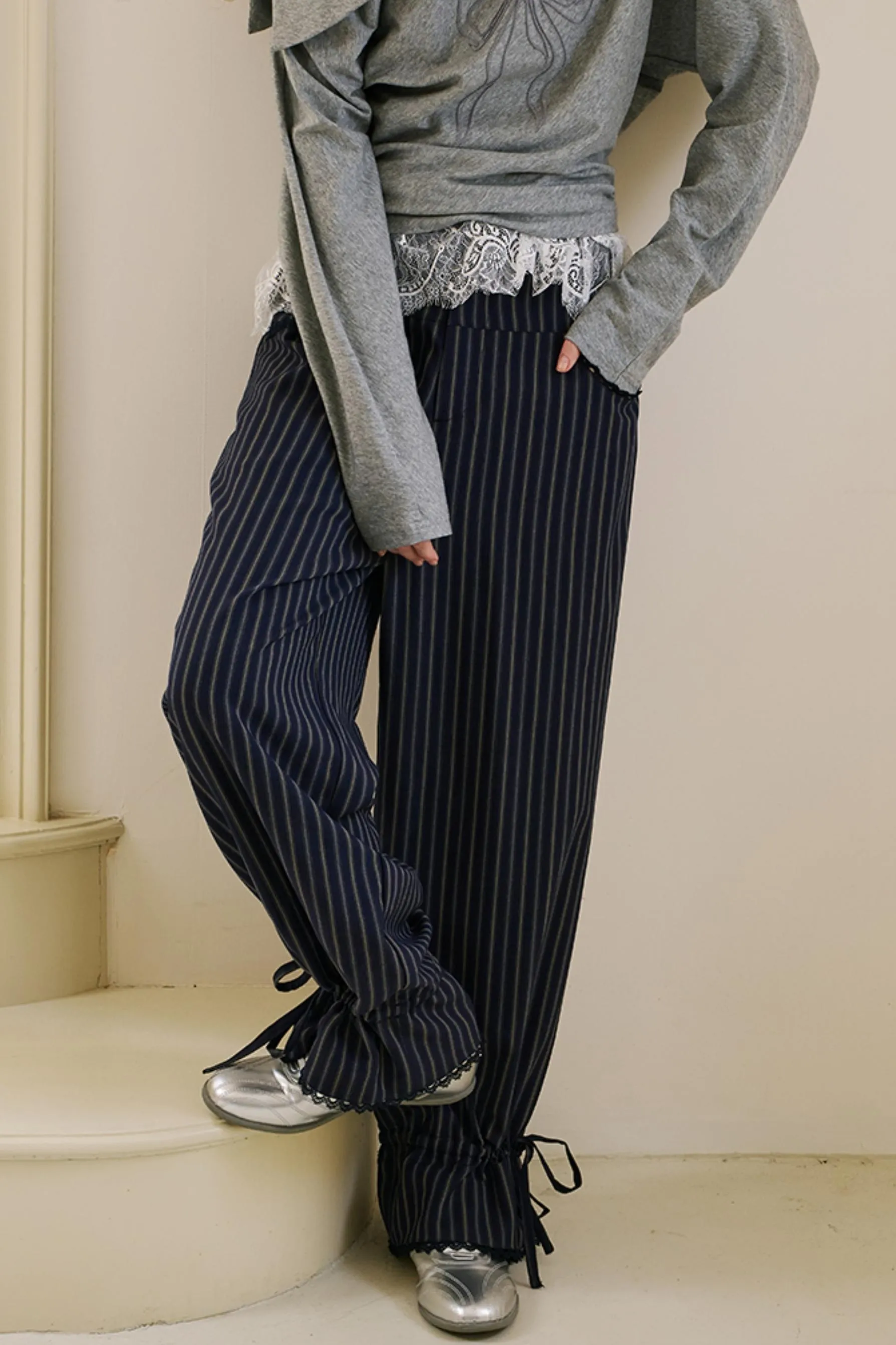 Layered Lace Casual Suit Pants