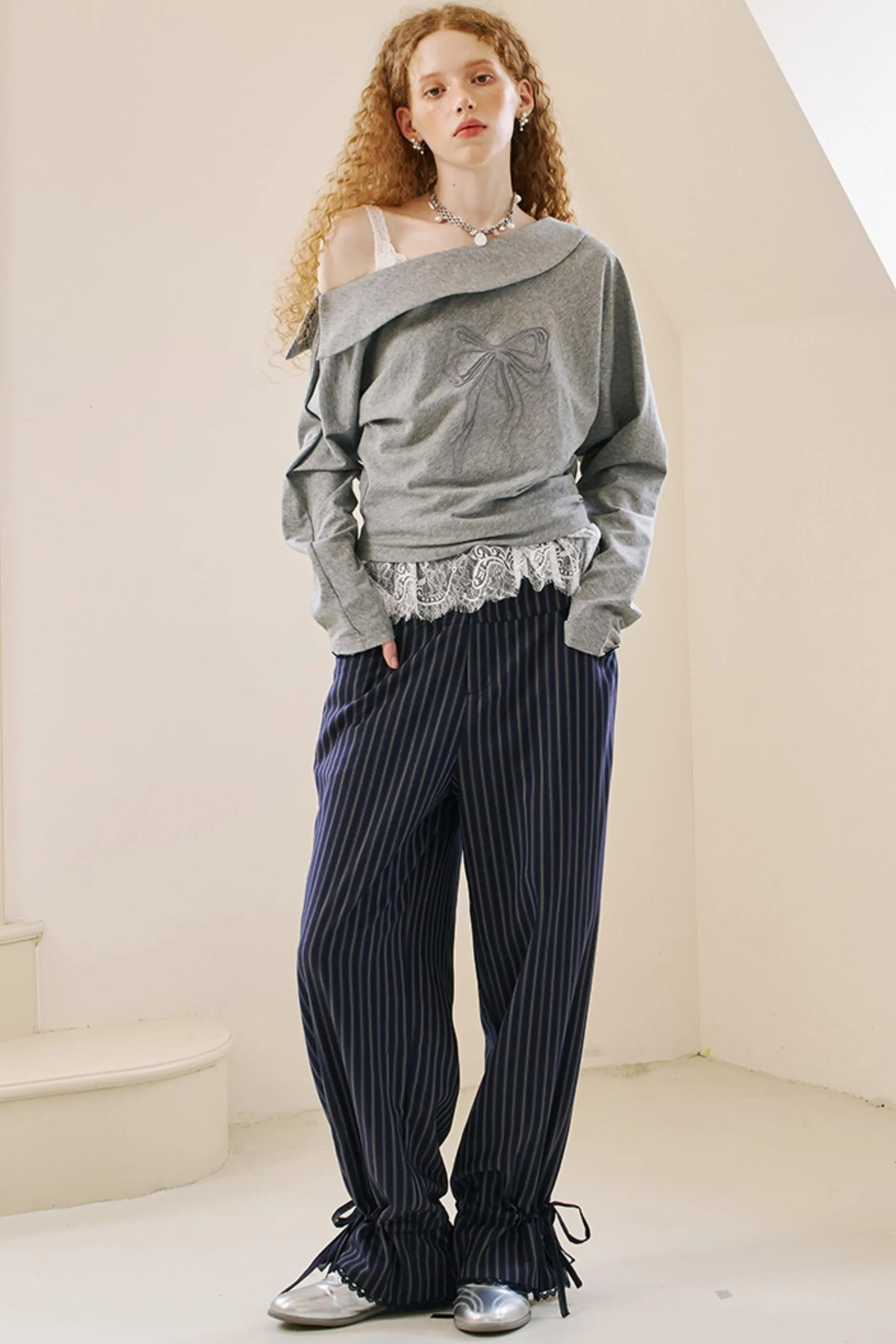 Layered Lace Casual Suit Pants