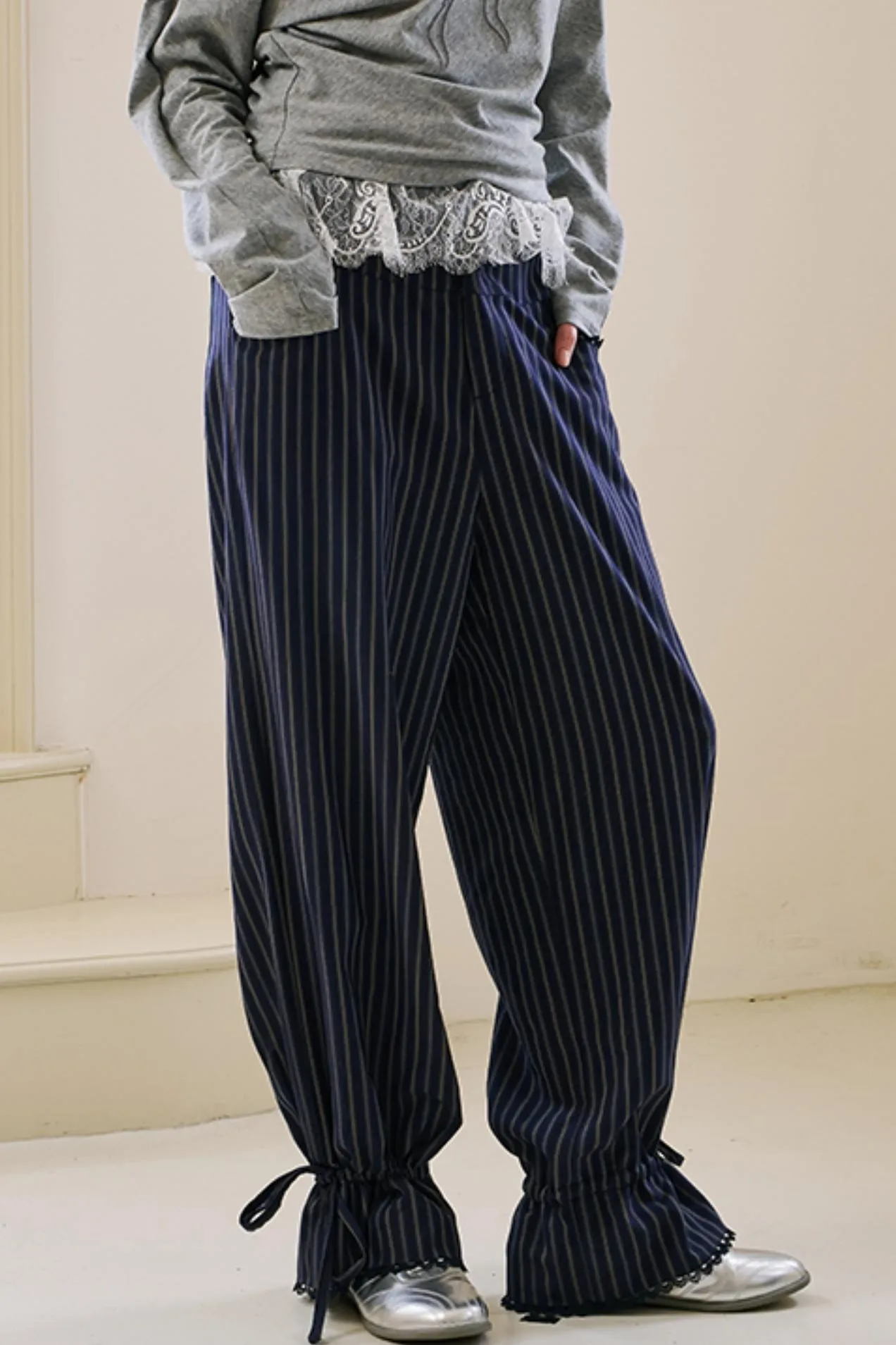 Layered Lace Casual Suit Pants