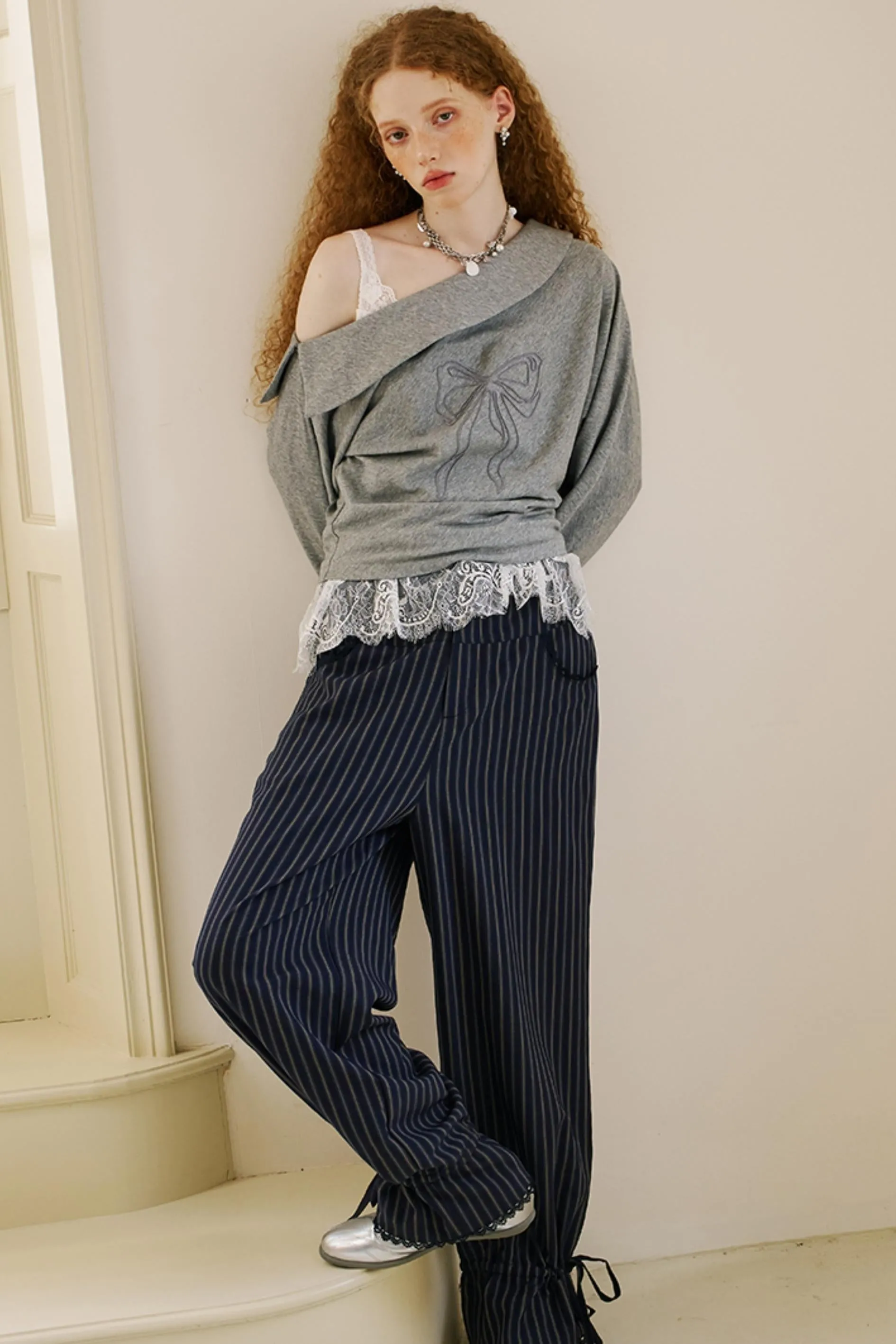 Layered Lace Casual Suit Pants