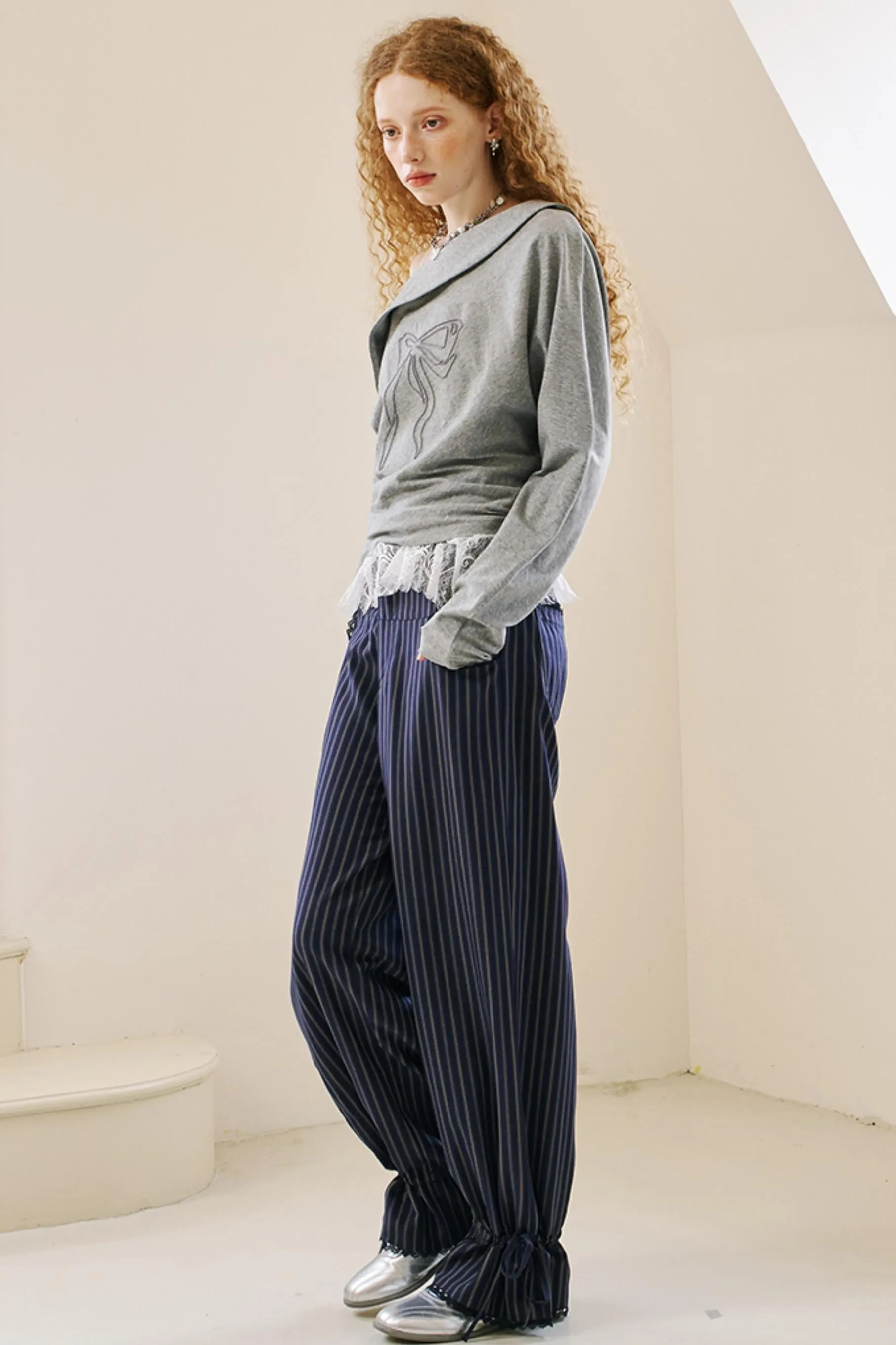 Layered Lace Casual Suit Pants