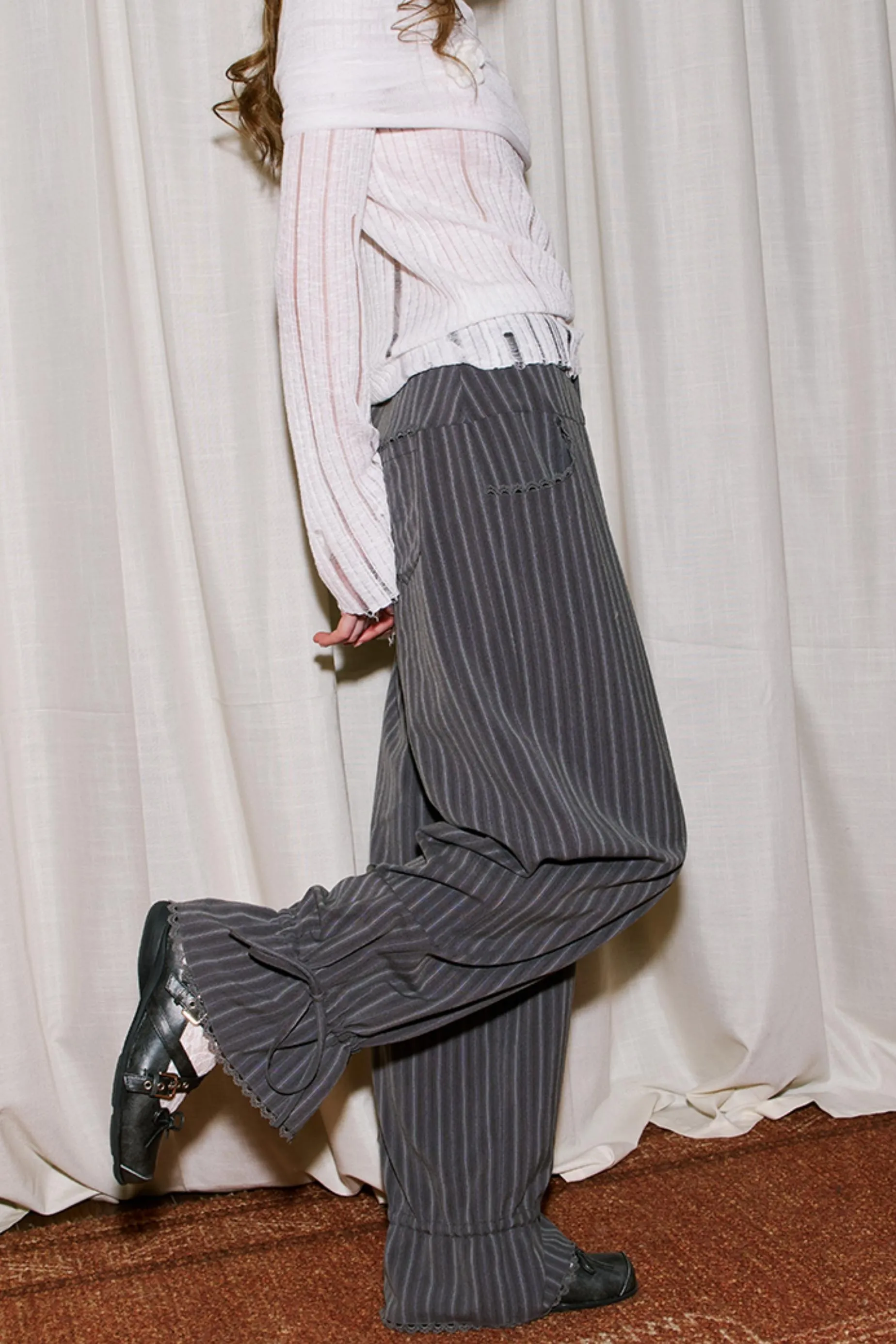 Layered Lace Casual Suit Pants