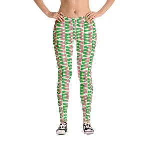 Leggings, Triangular Puzzle Green