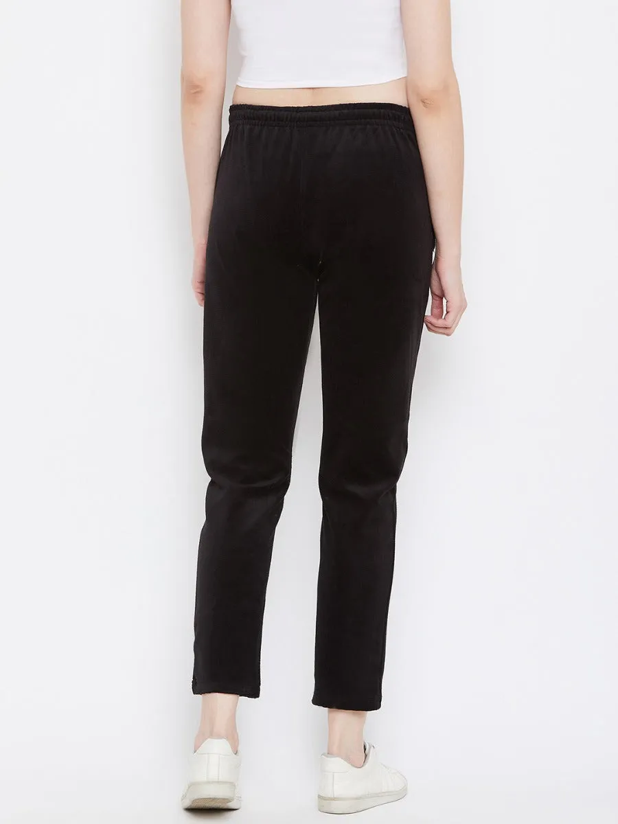 Livfree Women's Solid Lower With Pockets-Black