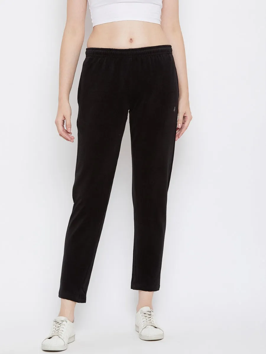 Livfree Women's Solid Lower With Pockets-Black