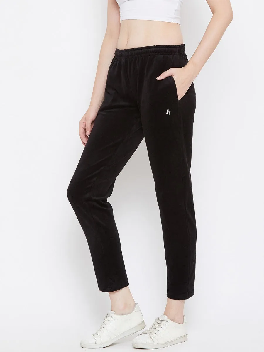 Livfree Women's Solid Lower With Pockets-Black