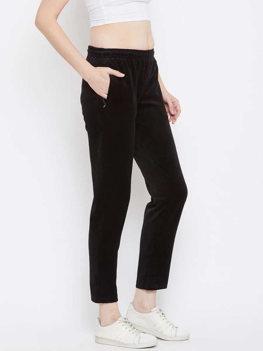 Livfree Women's Solid Lower With Pockets-Black