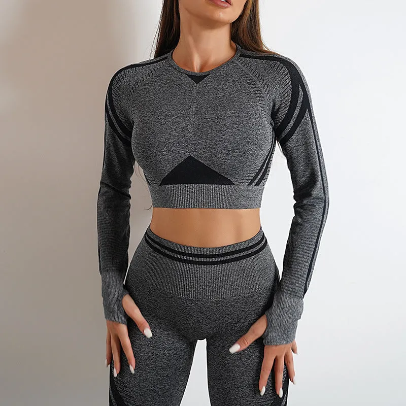Long Sleeve Tops Workout Set