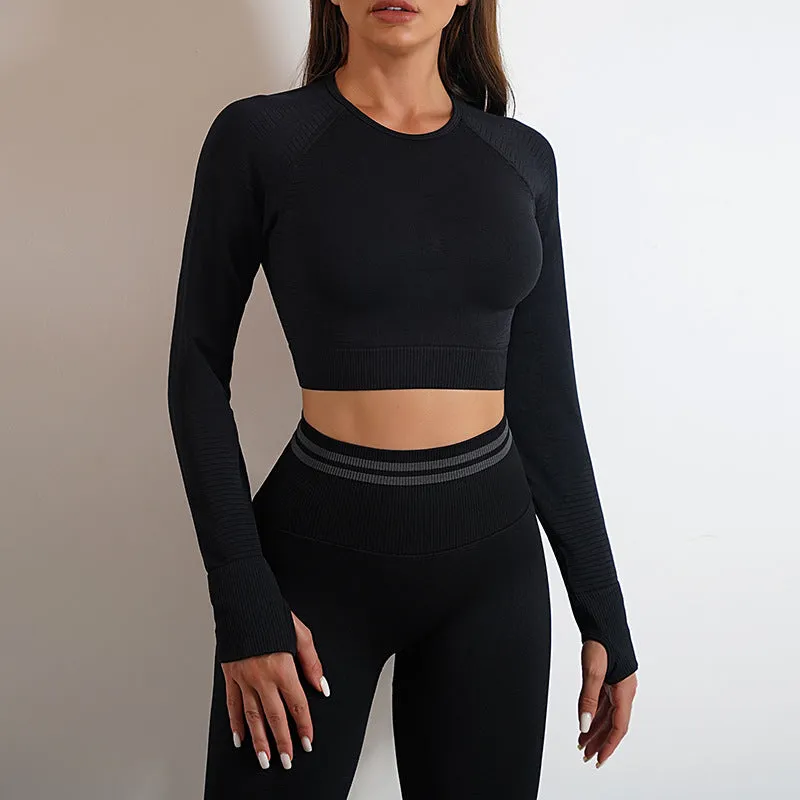 Long Sleeve Tops Workout Set