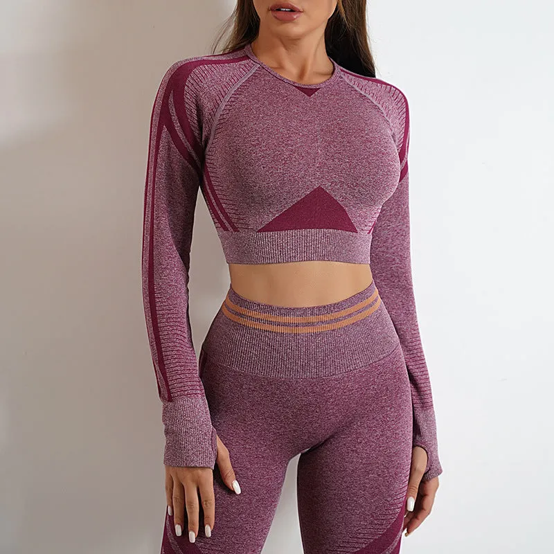 Long Sleeve Tops Workout Set