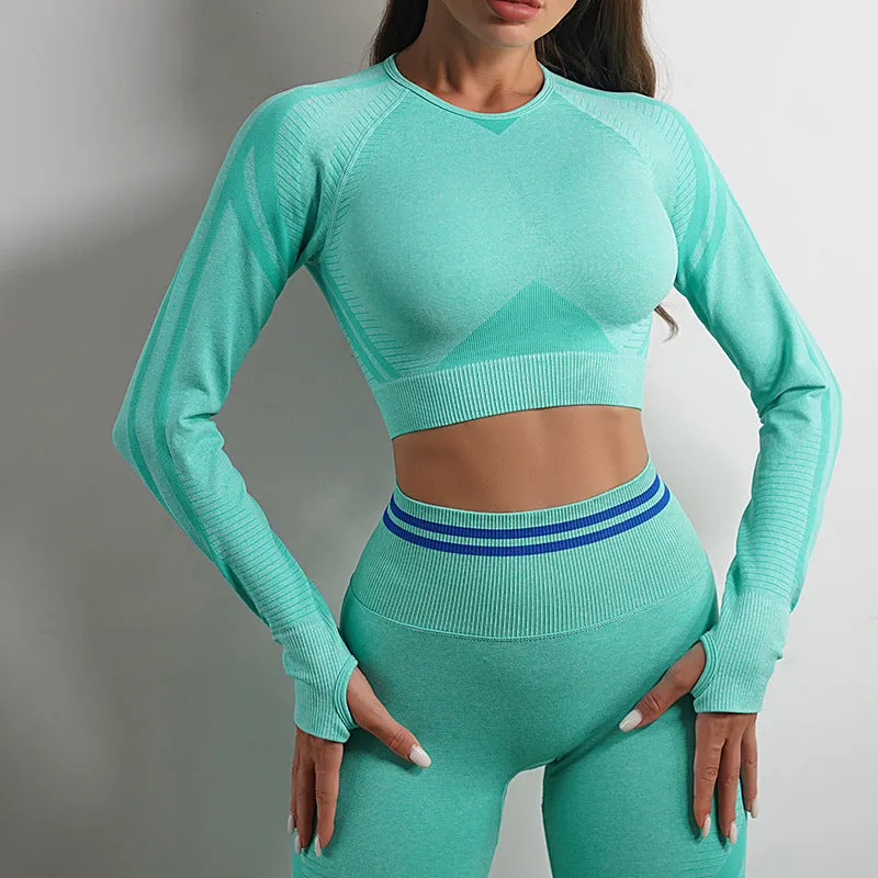 Long Sleeve Tops Workout Set