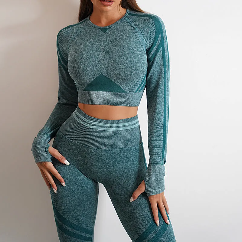 Long Sleeve Tops Workout Set