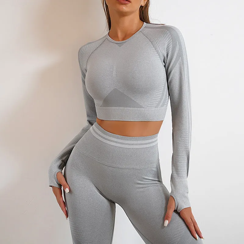 Long Sleeve Tops Workout Set