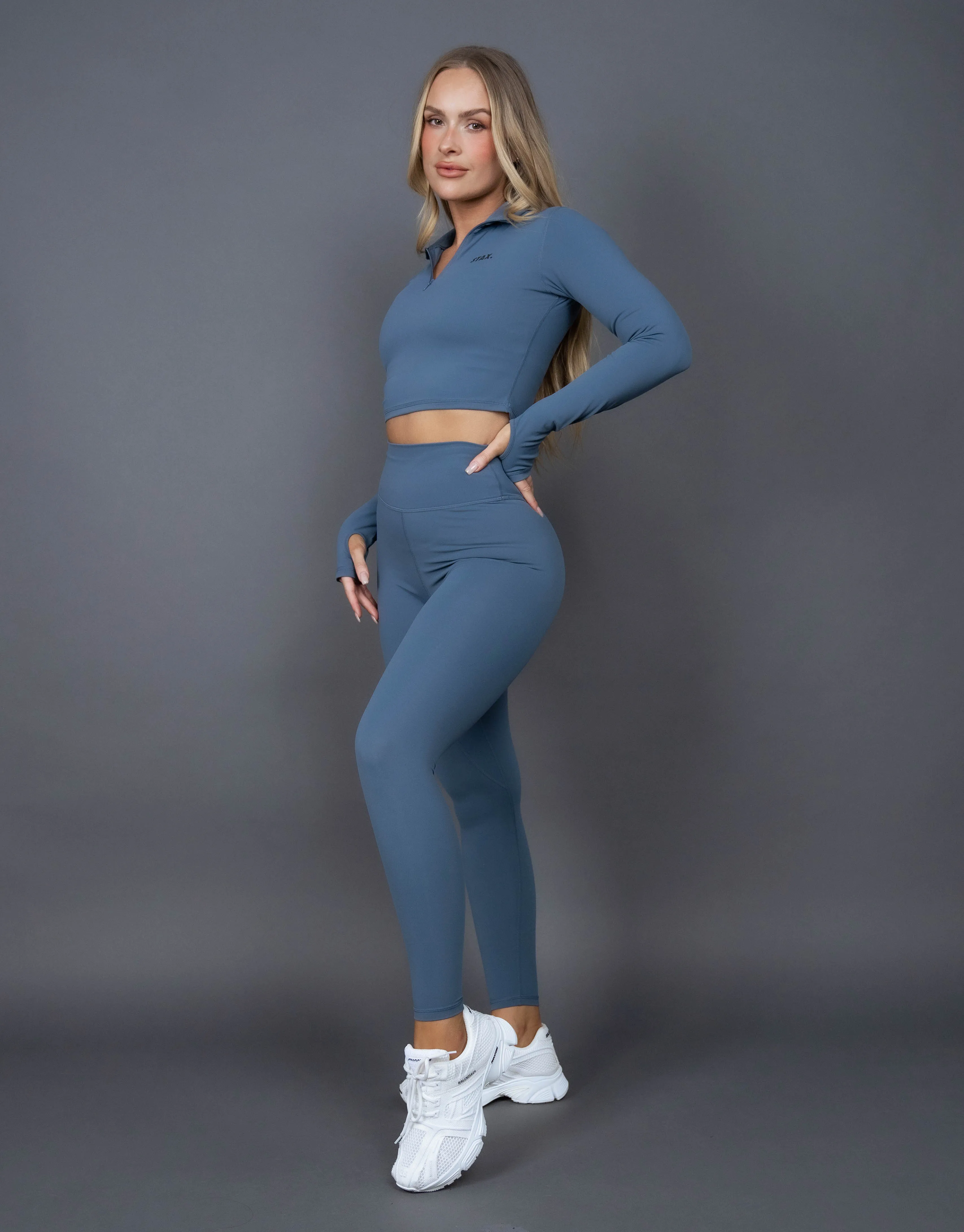 Long Sleeve Zip Crop NANDEX ™ Cobalt - Blue