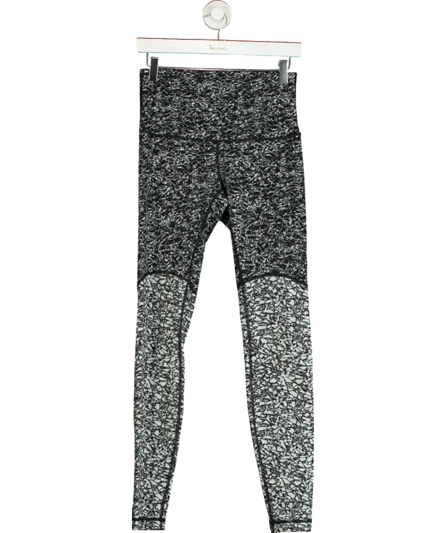 Lululemon Black Abstract Print Yoga Leggings UK 12