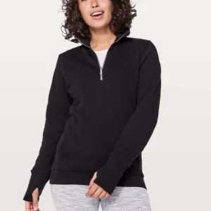 Lululemon Forever Warm 1/4 Zip Quilted Pullover Black size 2