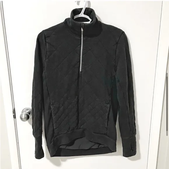 Lululemon Forever Warm 1/4 Zip Quilted Pullover Black size 2