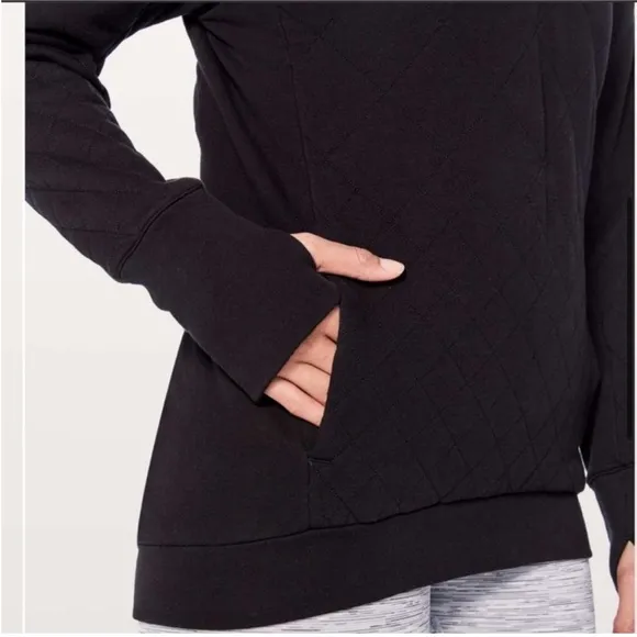 Lululemon Forever Warm 1/4 Zip Quilted Pullover Black size 2