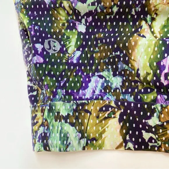 Lululemon green purple white floral sport spring break away drawstring shorts