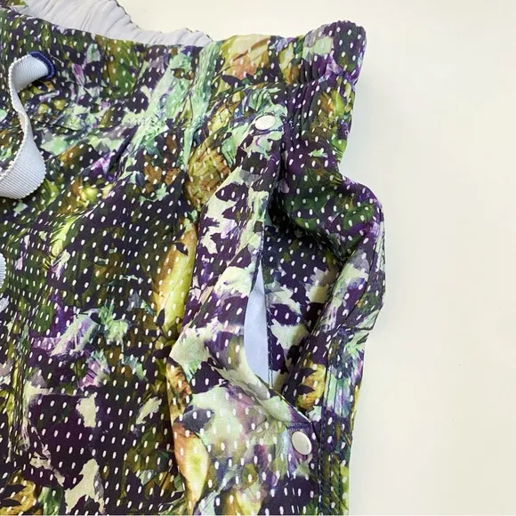 Lululemon green purple white floral sport spring break away drawstring shorts