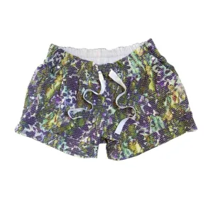 Lululemon green purple white floral sport spring break away drawstring shorts