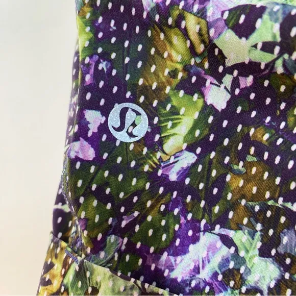 Lululemon green purple white floral sport spring break away drawstring shorts