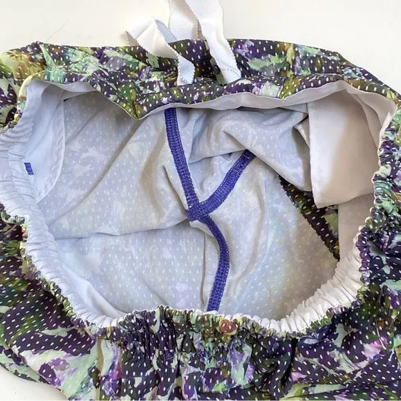Lululemon green purple white floral sport spring break away drawstring shorts