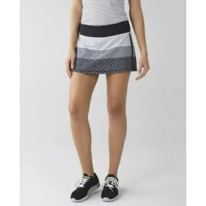 Lululemon Pace Rival Skirt II *4-way Stretch Dottie Eyelet White Black Sz 6 EUC