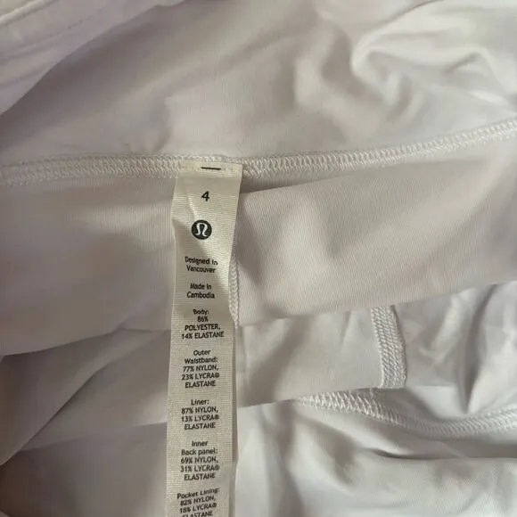 lululemon Pleat to Street Running Skirt Womens 4 White Sweat Wicking Activewear