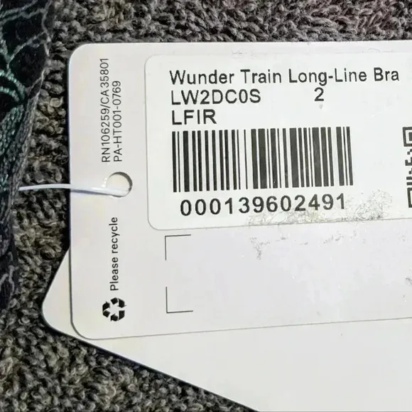 Lululemon Wunder Train Long Line Bra Size 2 Flourish Black Iridescent Foil NWT