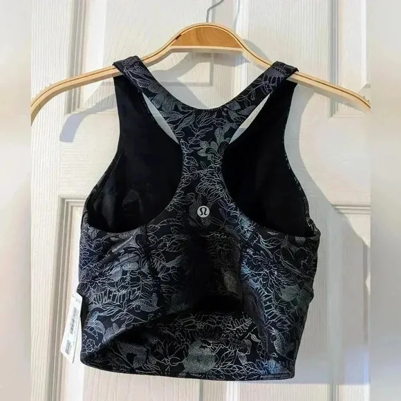 Lululemon Wunder Train Long Line Bra Size 2 Flourish Black Iridescent Foil NWT