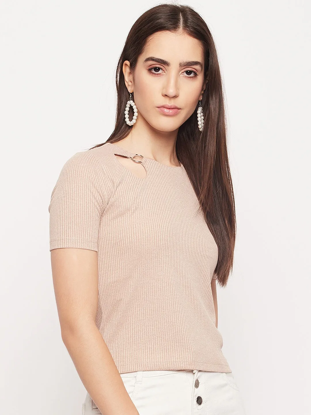 Madame Keyhole Detailed Beige Top