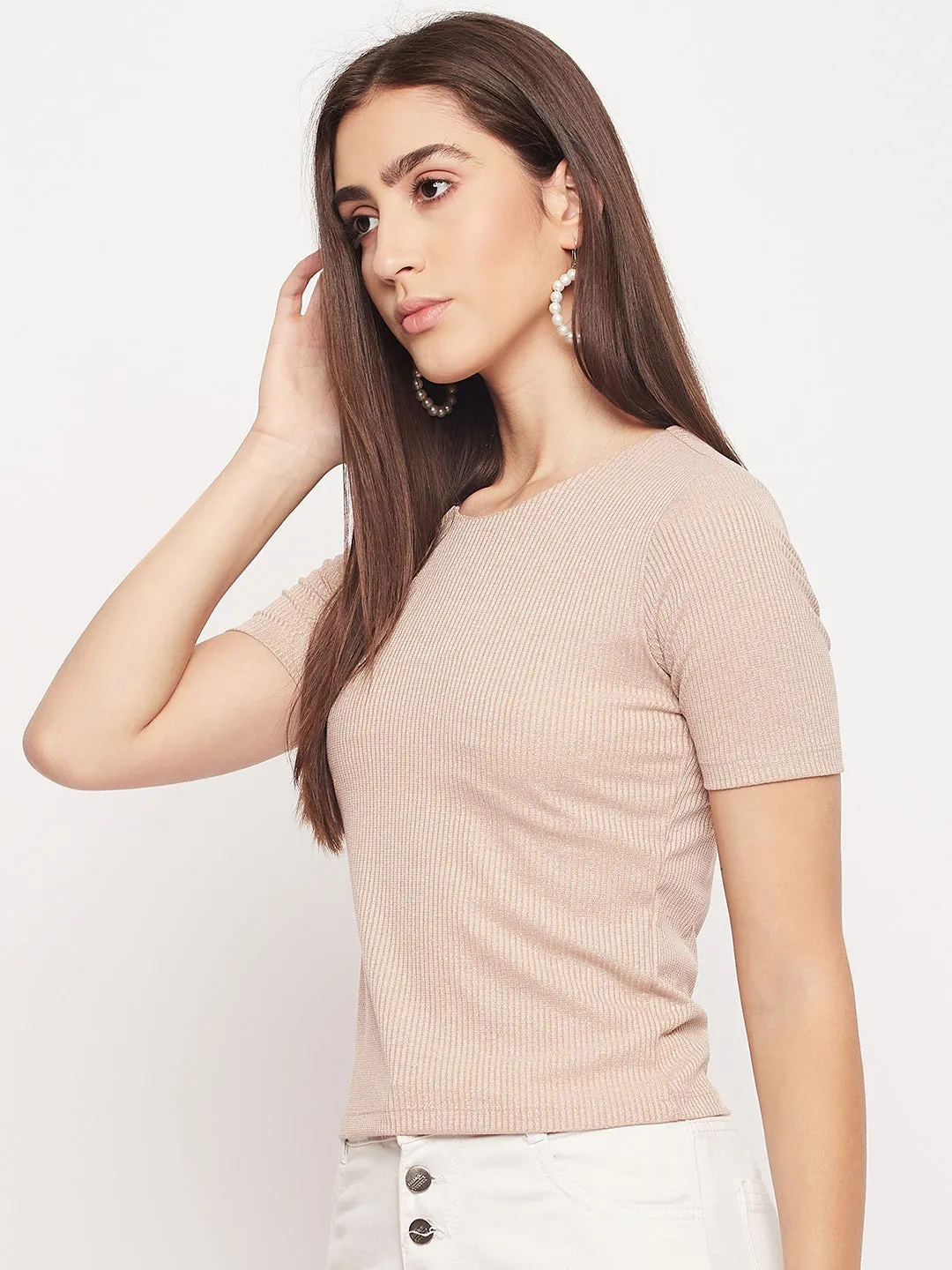 Madame Keyhole Detailed Beige Top