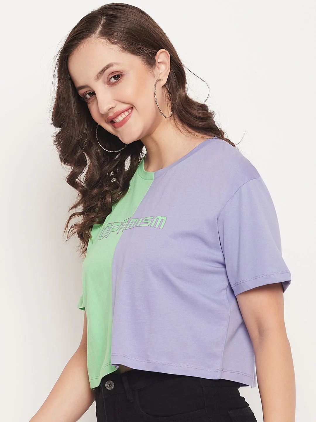 Madame Violet Colourblocked Printed Tshirt