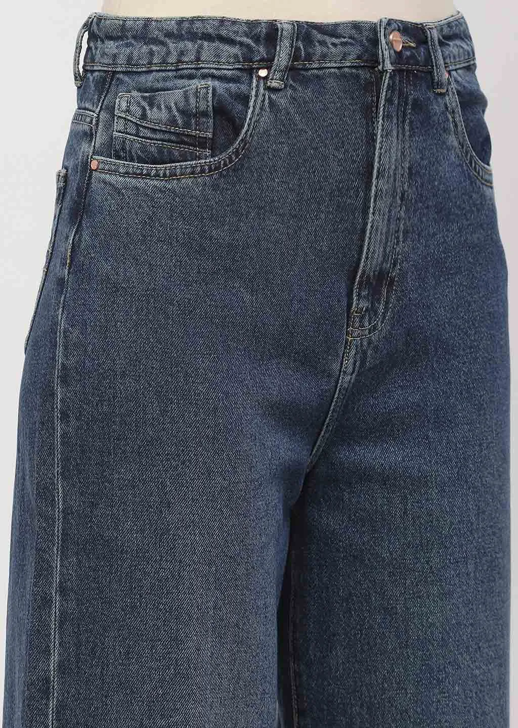 Madame Wide Leg Dark Blue Cotton Jeans