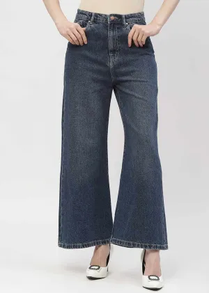 Madame Wide Leg Dark Blue Cotton Jeans