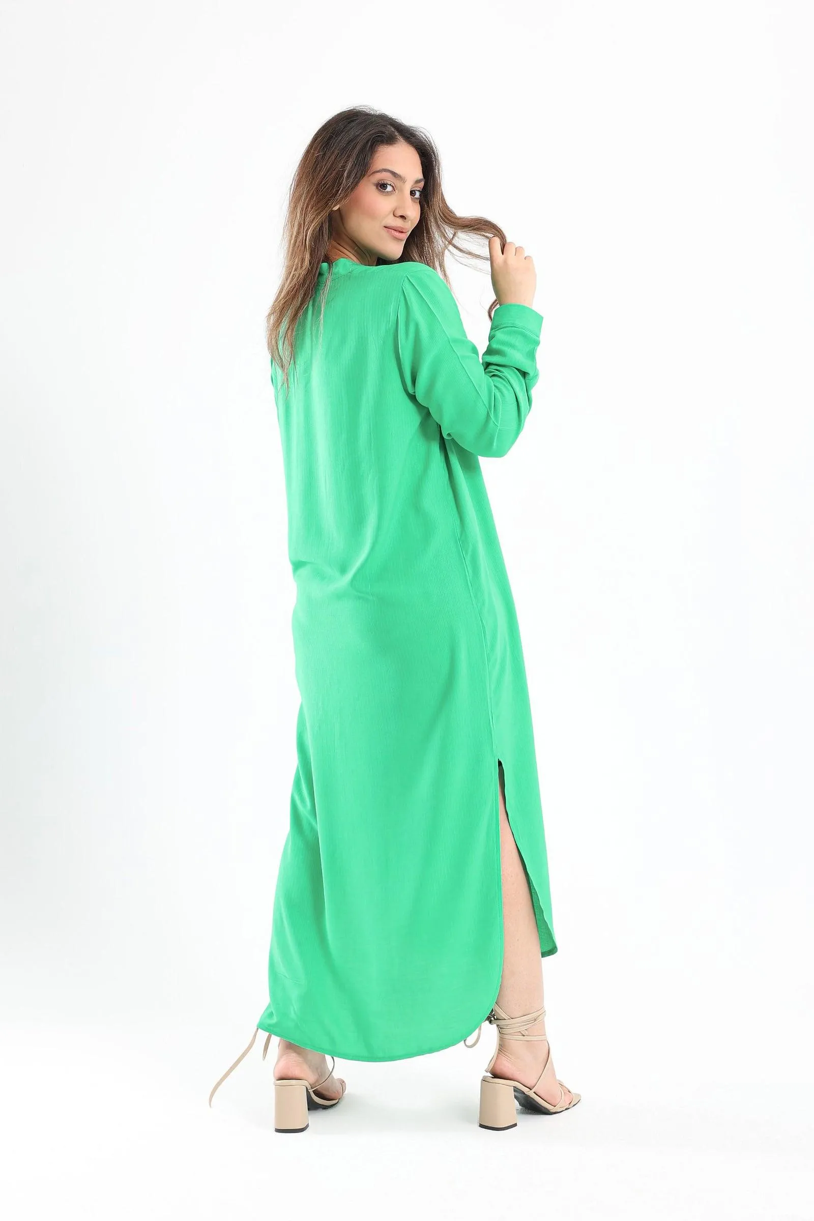 Mandarin Collar Shirt Dress