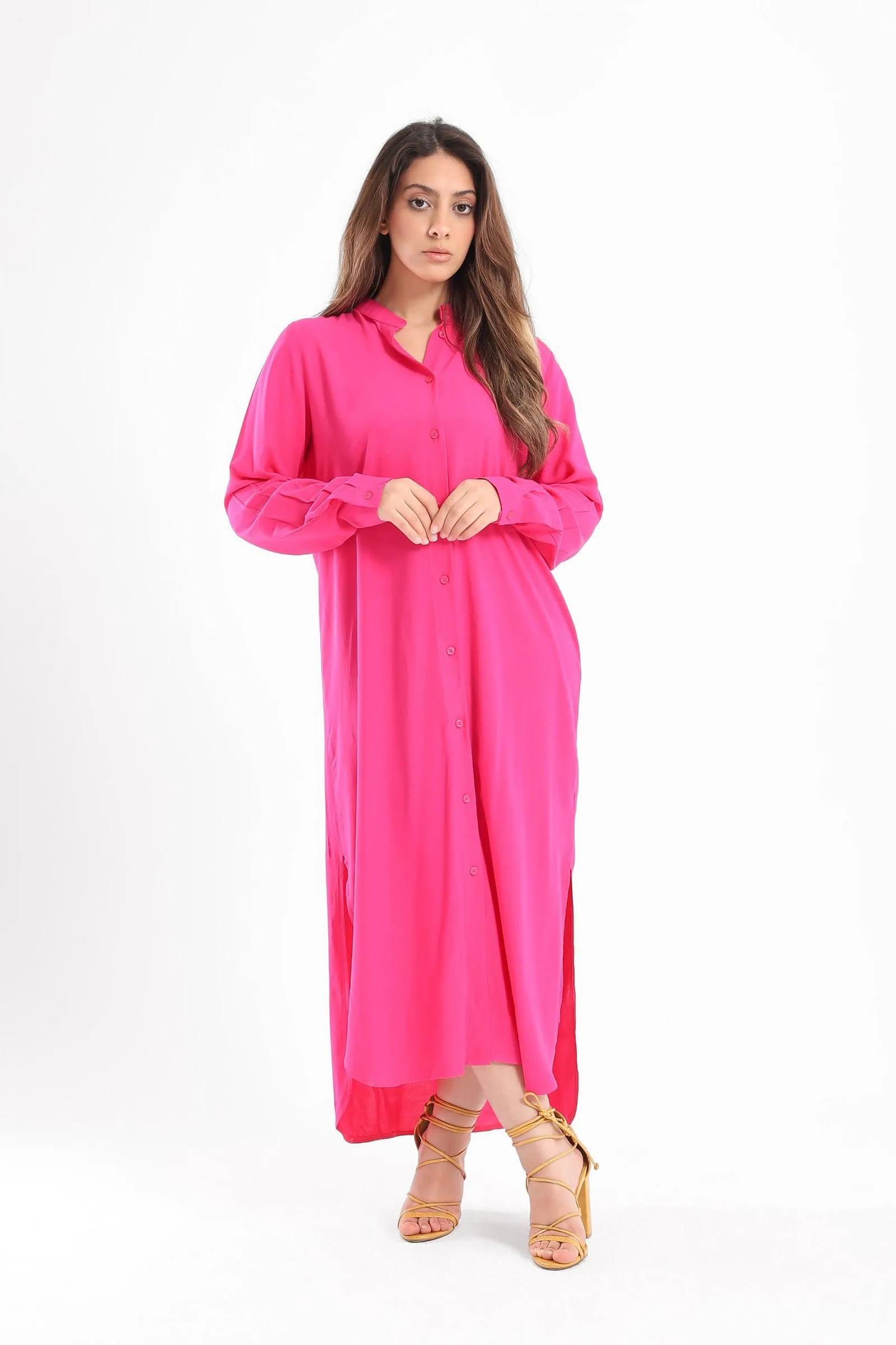 Mandarin Collar Shirt Dress