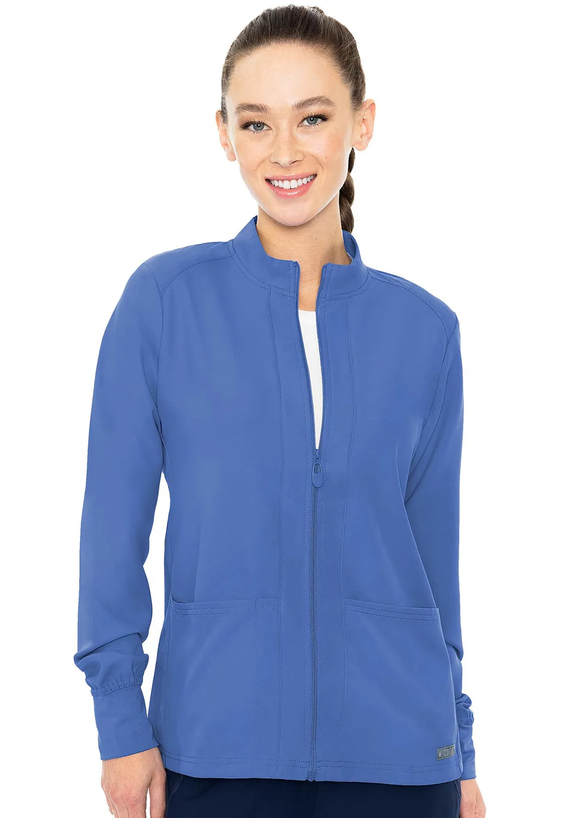 Med Couture Zip Front Warm-Up Jacket With Shoulder Yokes