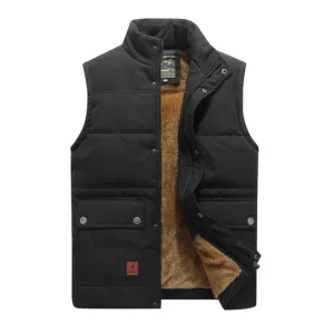 Men's Warm Zip Up Vest | Stand Up Collar