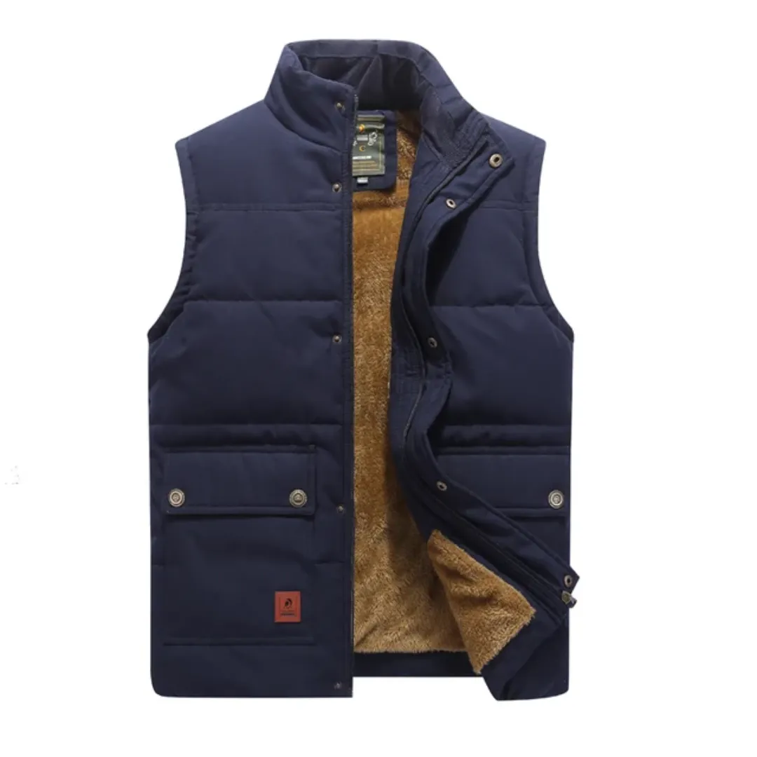 Men's Warm Zip Up Vest | Stand Up Collar