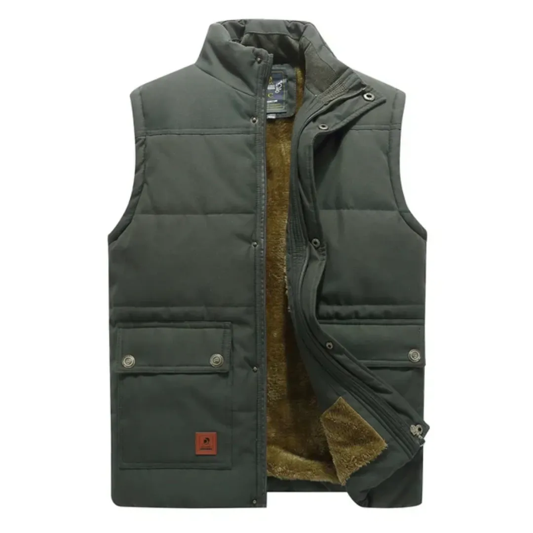 Men's Warm Zip Up Vest | Stand Up Collar