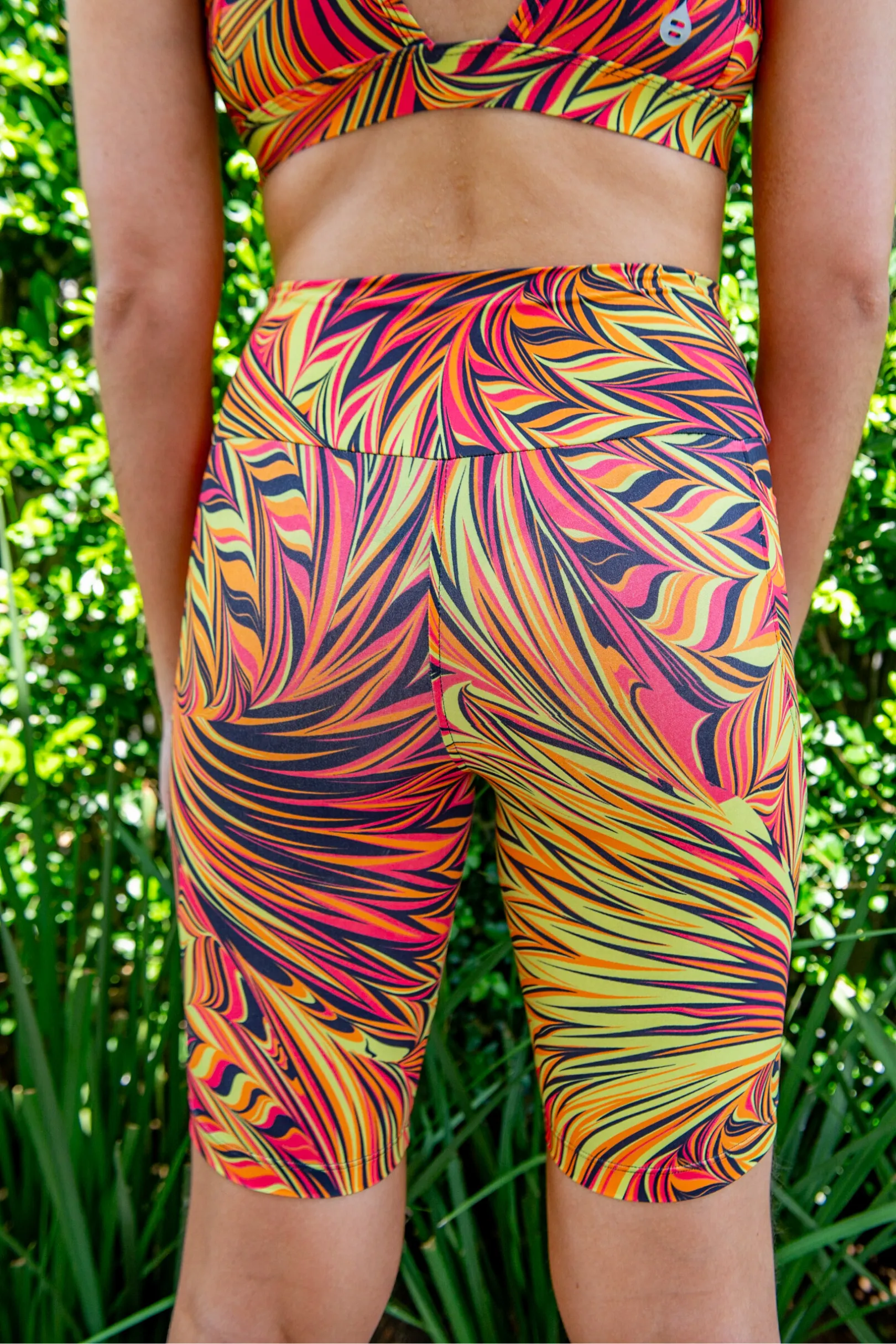 Mid Waist Long Shorts - Fireworks