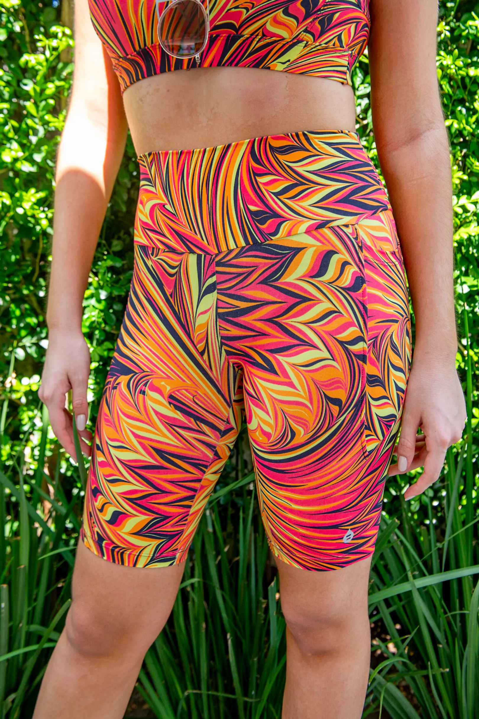 Mid Waist Long Shorts - Fireworks