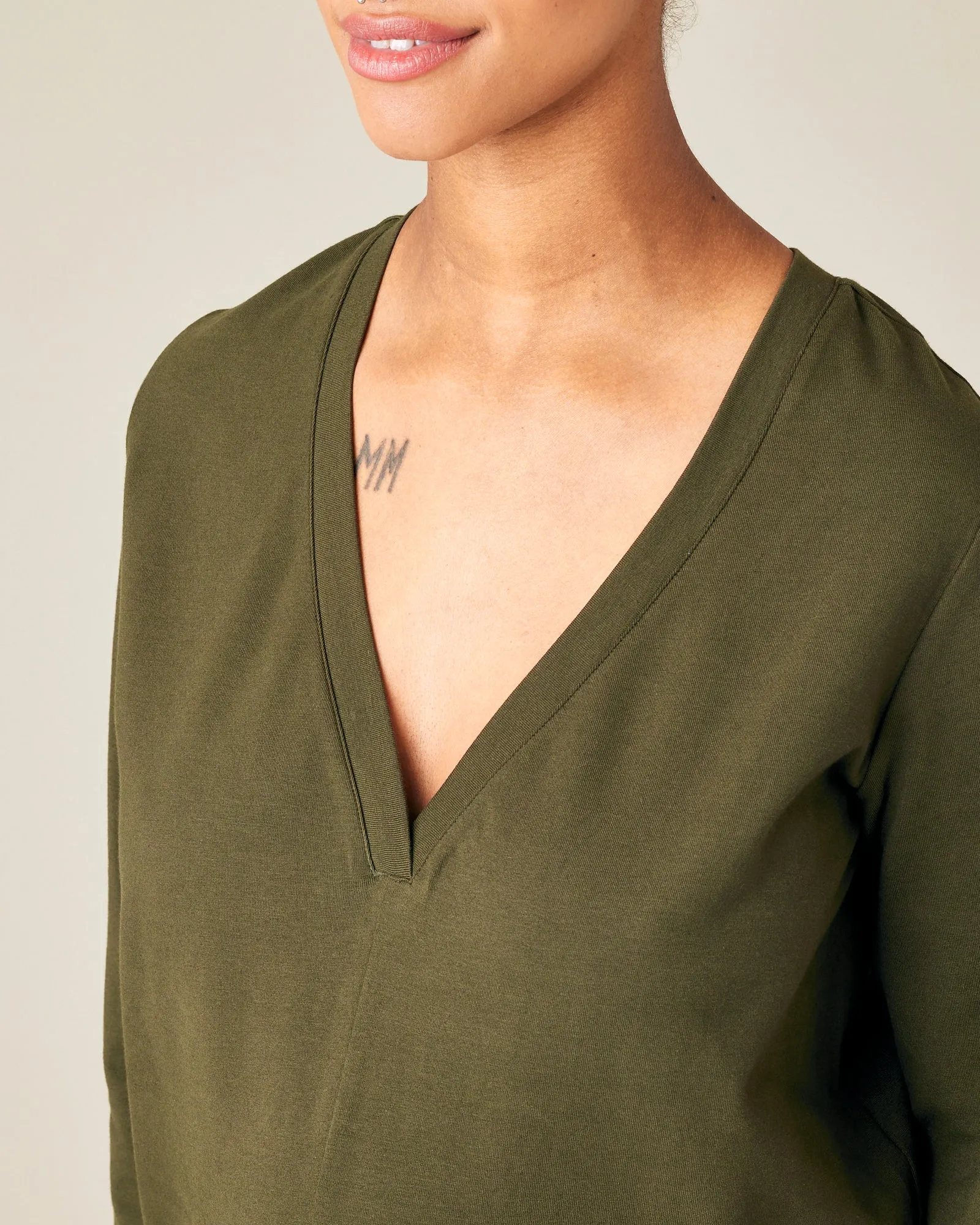Milly Olive Cotton Jersey Jumpsuit with Pockets