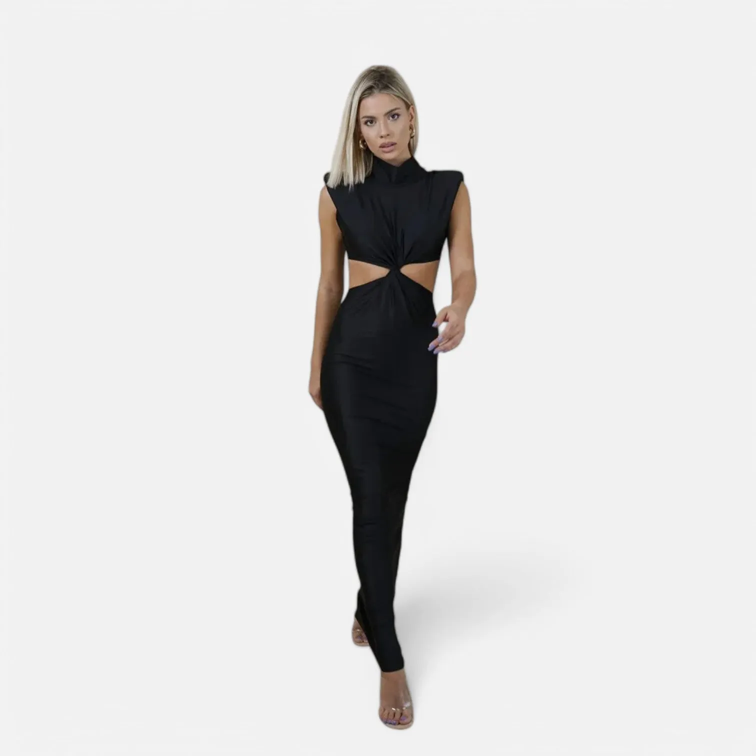 Monacogents | Hollow Out Turtleneck Elegant Women's Maxi Dress