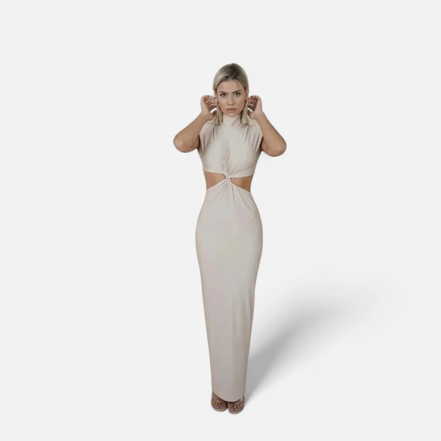 Monacogents | Hollow Out Turtleneck Elegant Women's Maxi Dress