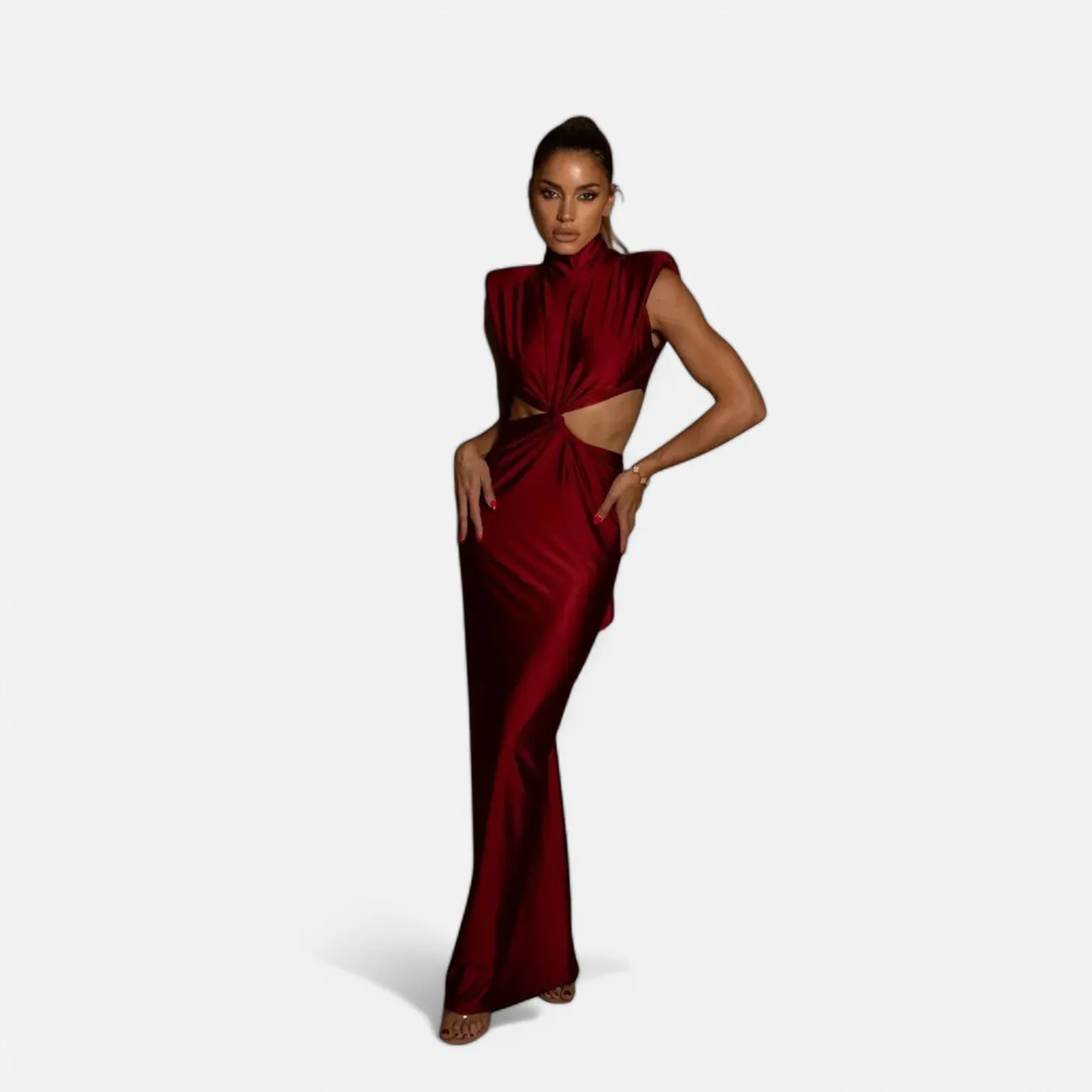 Monacogents | Hollow Out Turtleneck Elegant Women's Maxi Dress