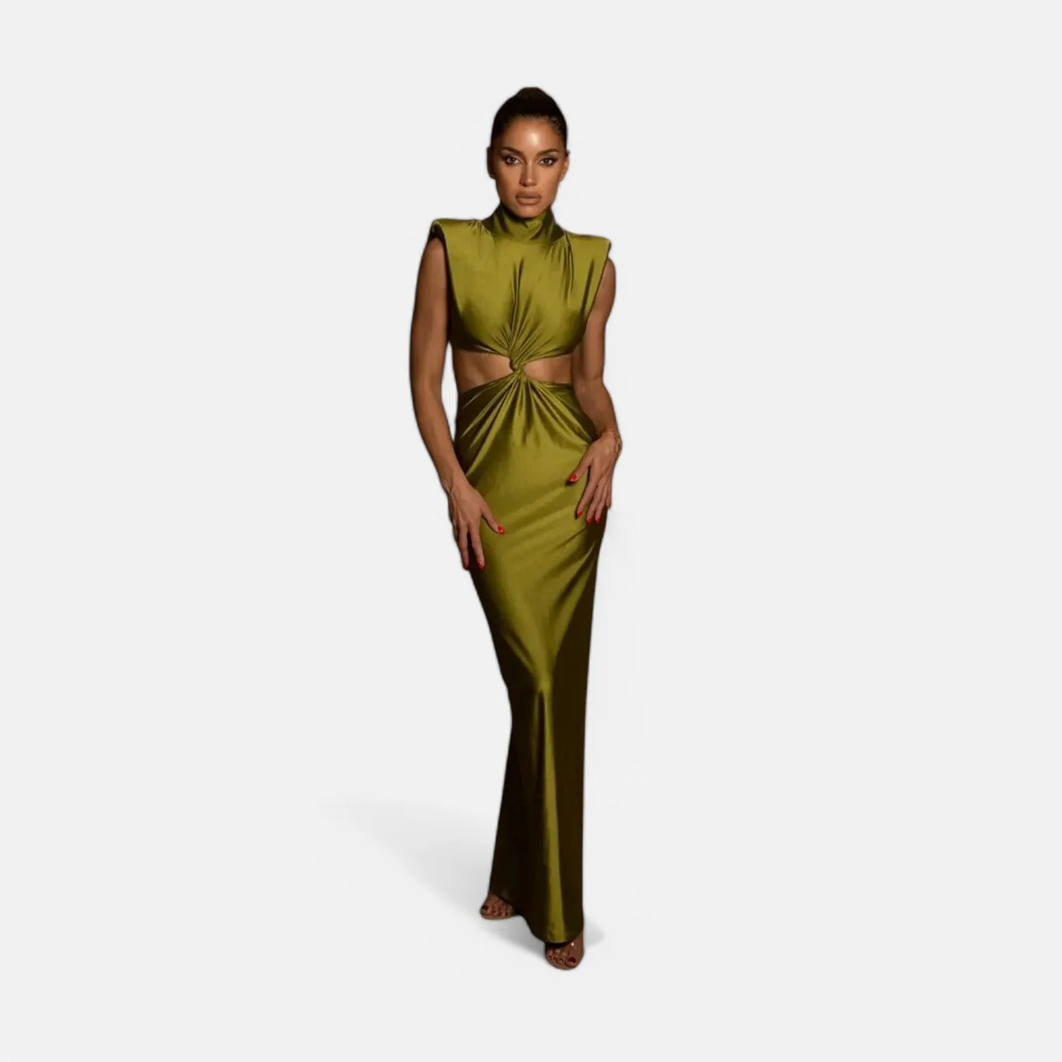 Monacogents | Hollow Out Turtleneck Elegant Women's Maxi Dress