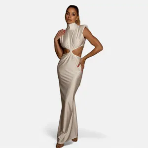 Monacogents | Hollow Out Turtleneck Elegant Women's Maxi Dress